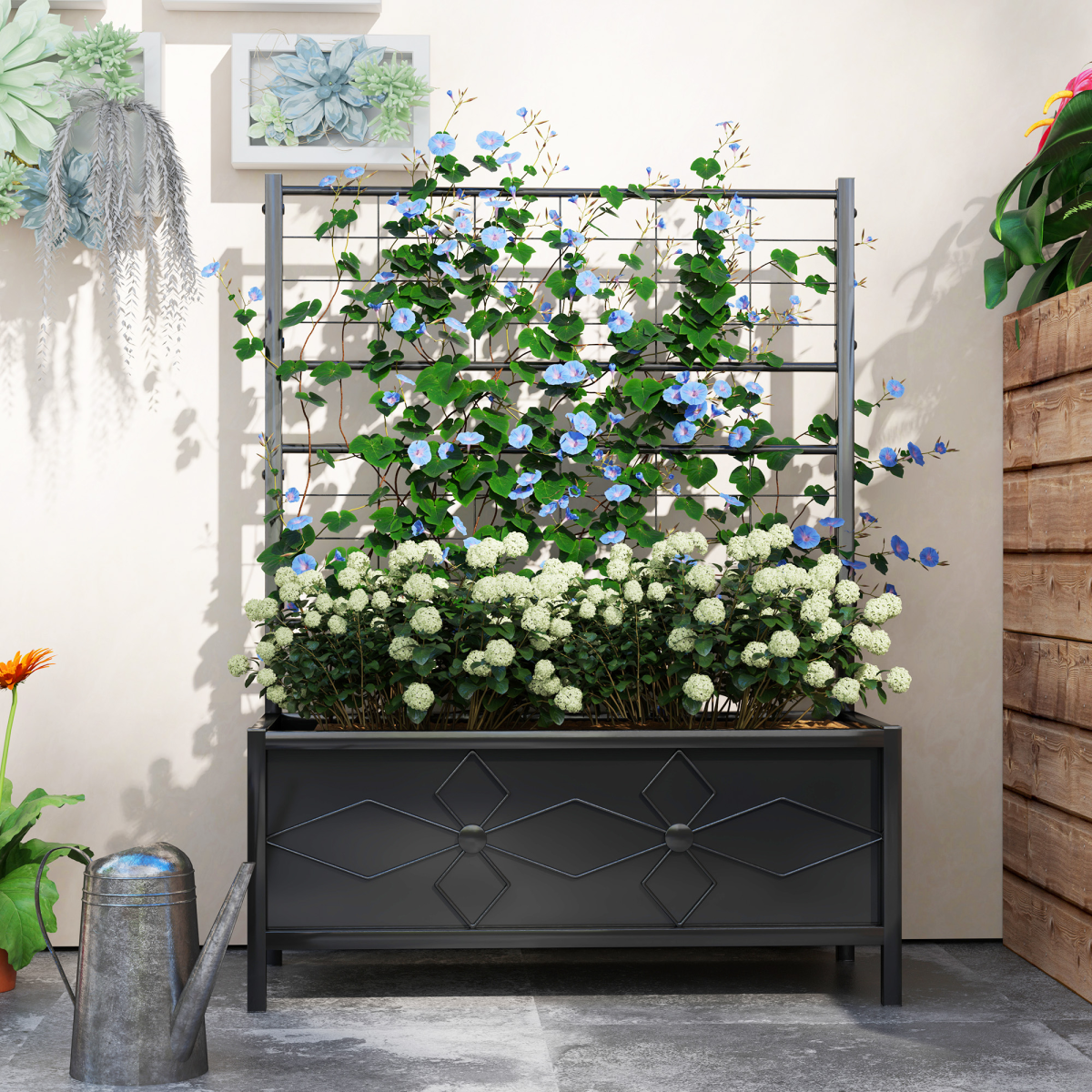 Outsunny Steel Raised Garden Bed with Trellis - Perfect for Climbing Plants!