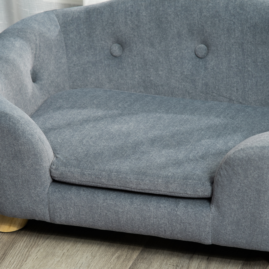 Pet Sofa Dog Couch, Short Plush, for Small Dog, 70 x 47 x 30 cm, Grey Pawhut