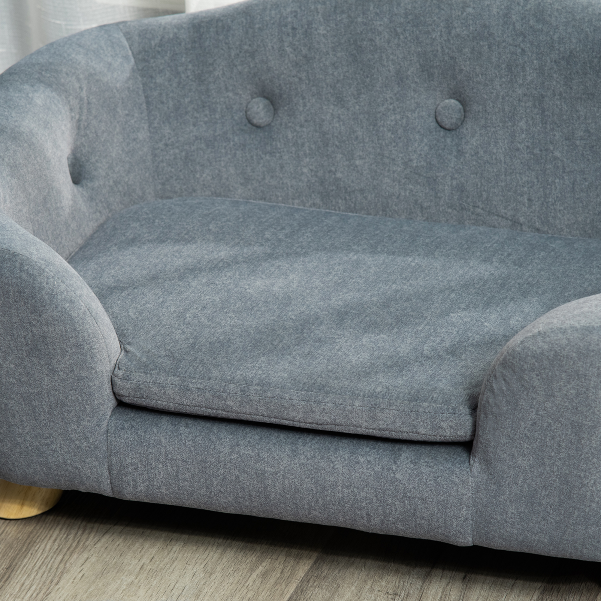 Pet Sofa Dog Couch, Short Plush, for Small Dog, 70 x 47 x 30 cm, Grey Pawhut