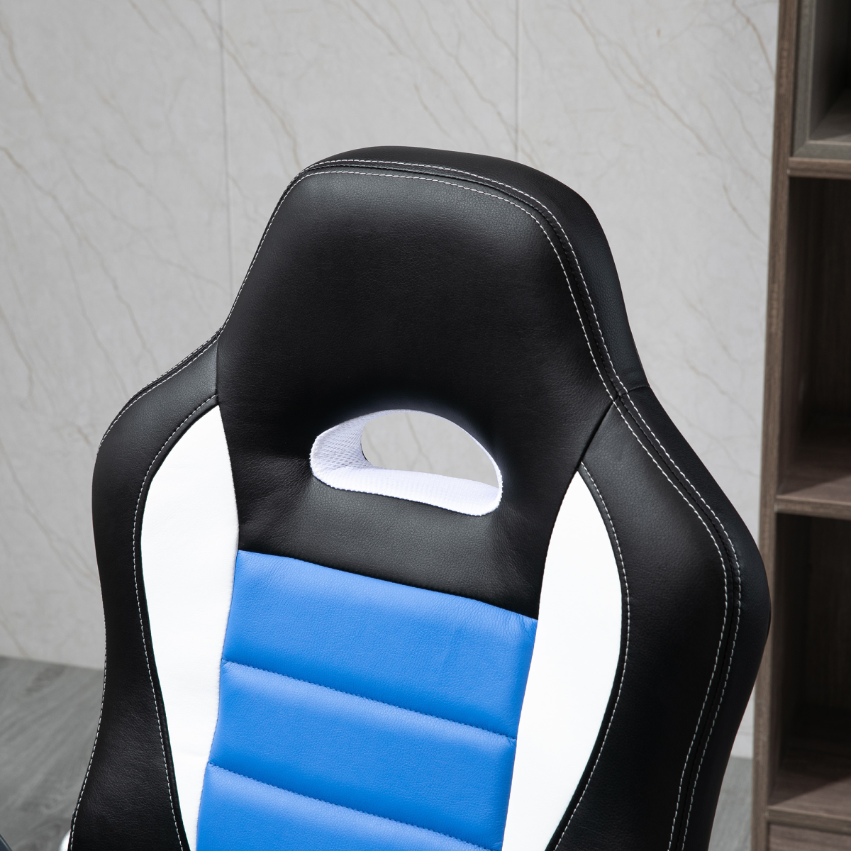 Adjustable Blue Racing Gaming Chair with Swivel Seat & Flip-Up Armrests