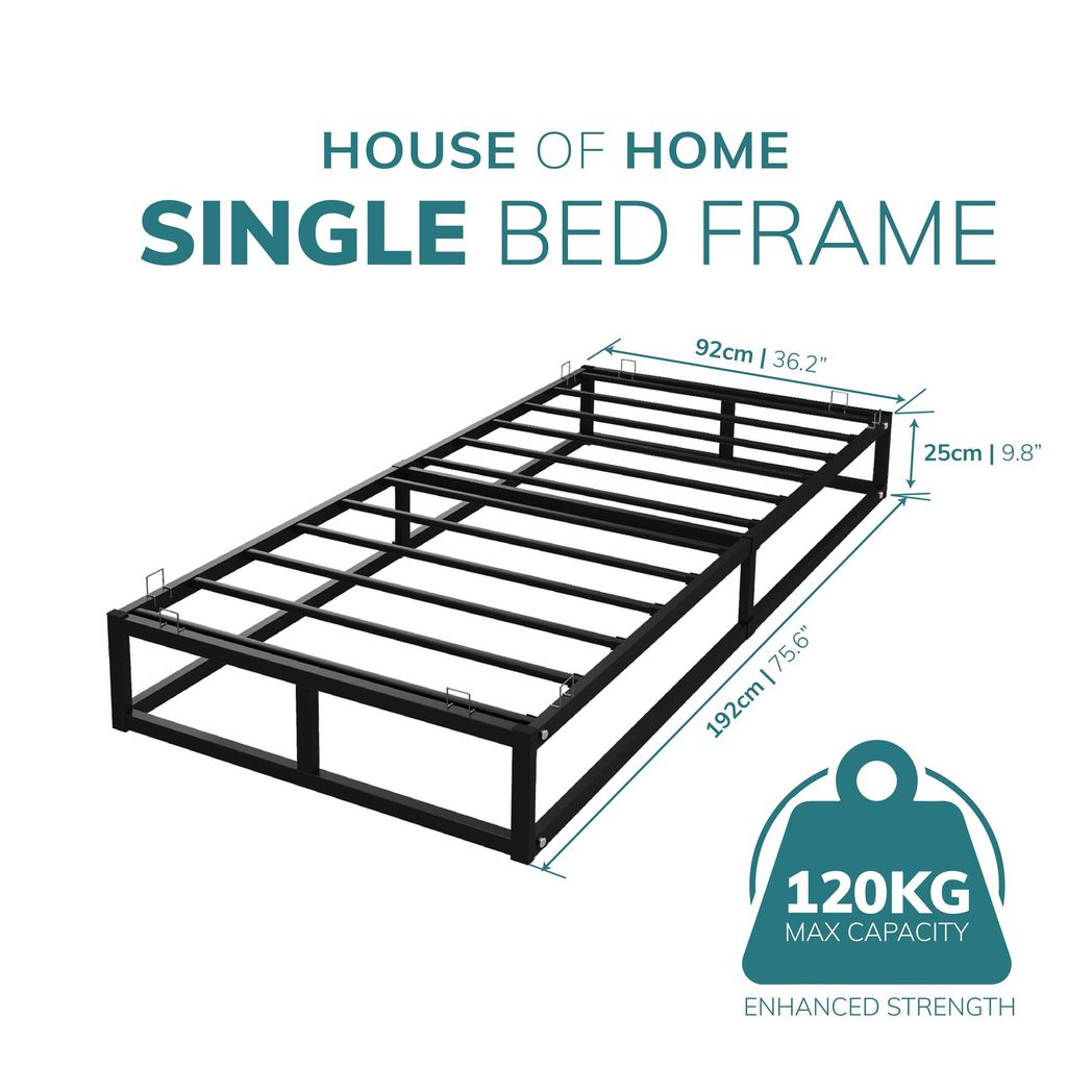 Single Metal Bed Frame Square Tube - Improved