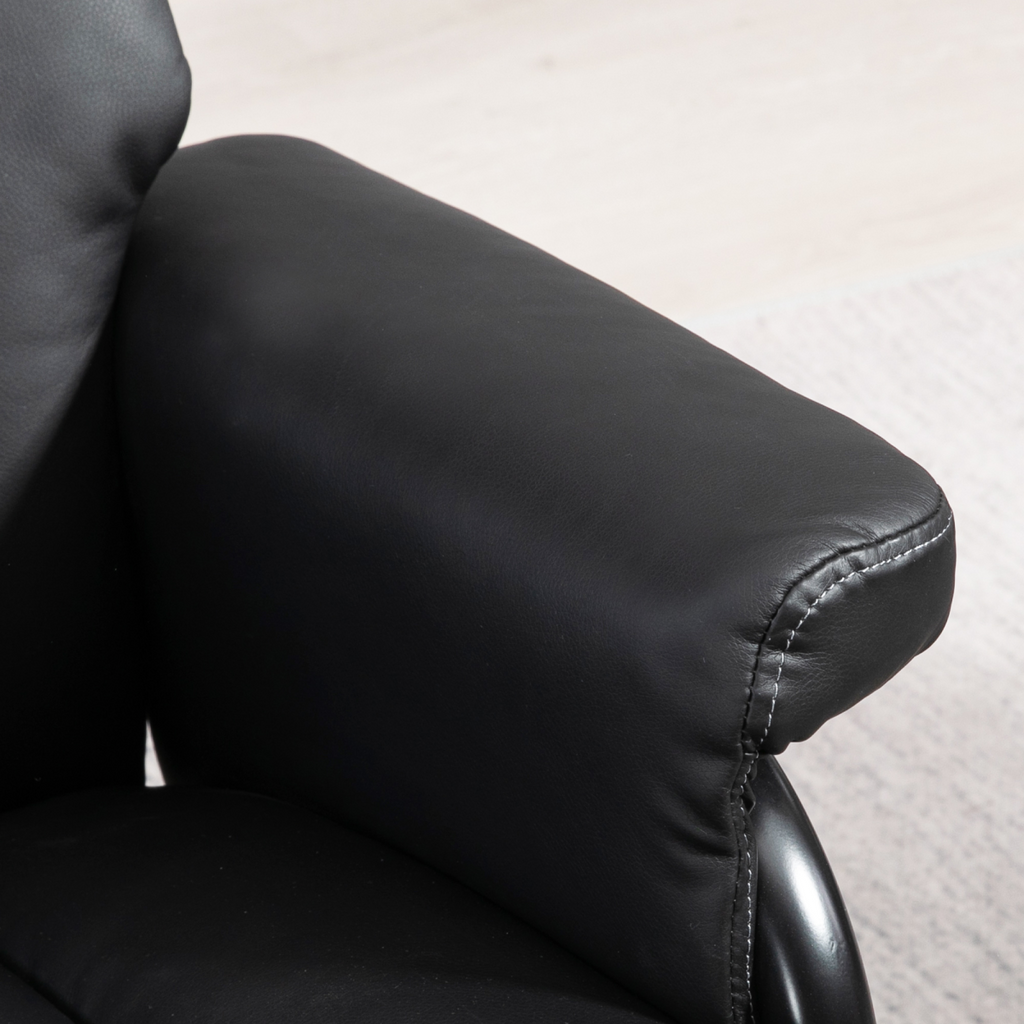 HOMCOM PU Leather Swivel Recliner Armchair with Ottoman, Black