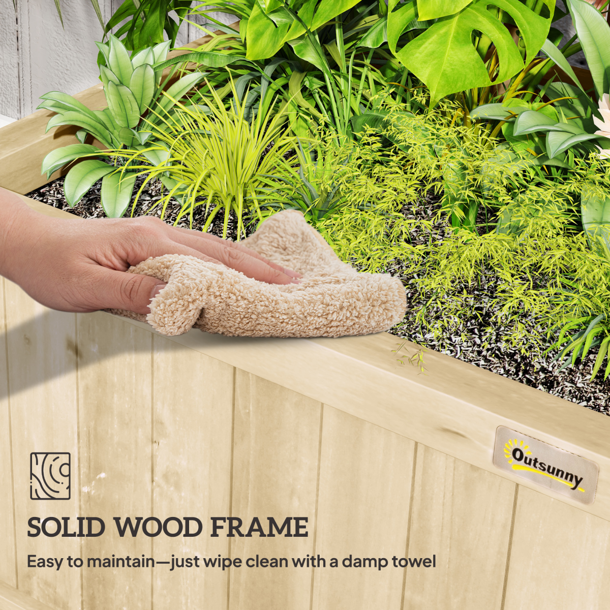 Outsunny Wood Planter with Trellis for Climbing Plants Vines Planter Box Natural