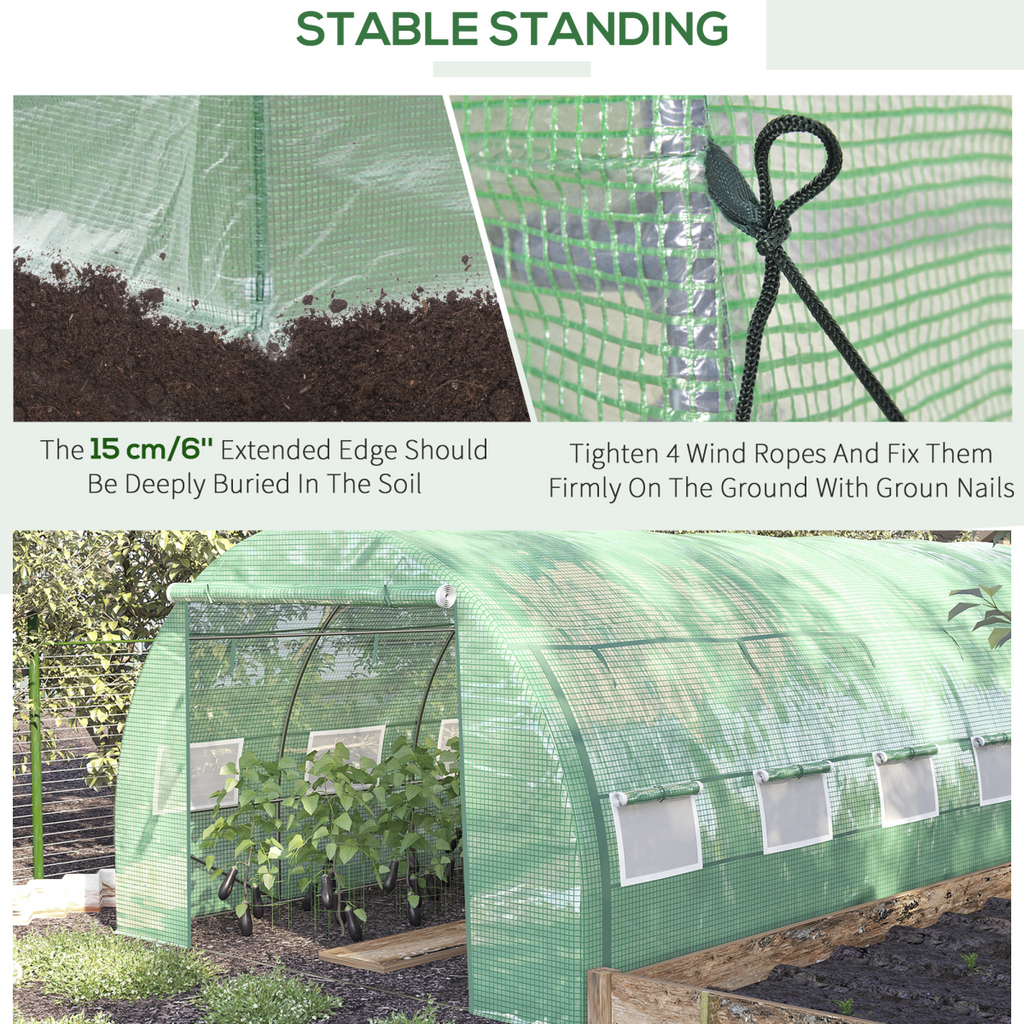 4 x 3 x 2 m Polytunnel Greenhouse Pollytunnel Tent w/ Steel Frame Green