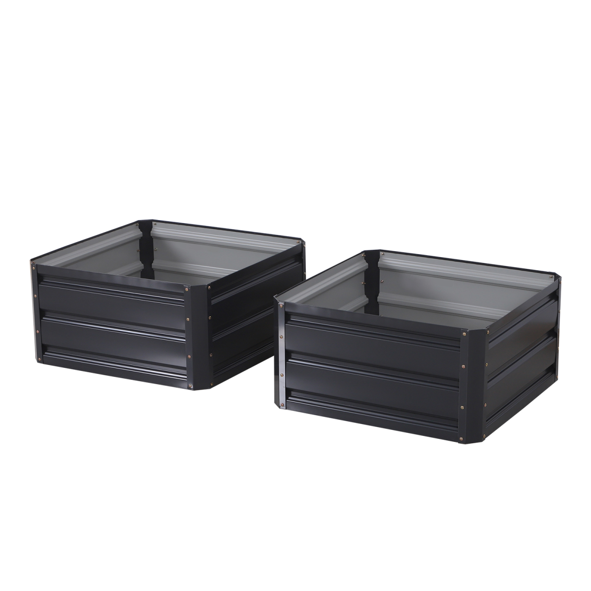 Outsunny Galvanized Raised Garden Planter Boxes - Set of 2 for Easy Growing!