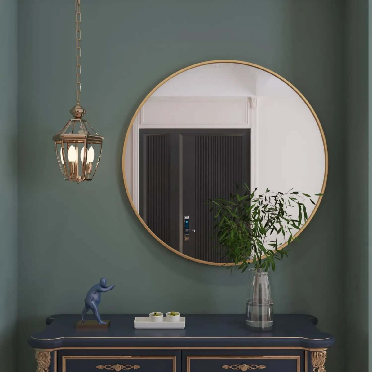 Rei Extra-Large Round Gold Metal Mirror - 90cm Circle for Stunning Decor