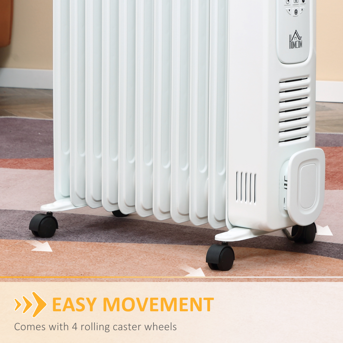 2720W Digital Oil Filled Radiator, 11 Fin, Timer, 3 Settings, Safety Off Remote