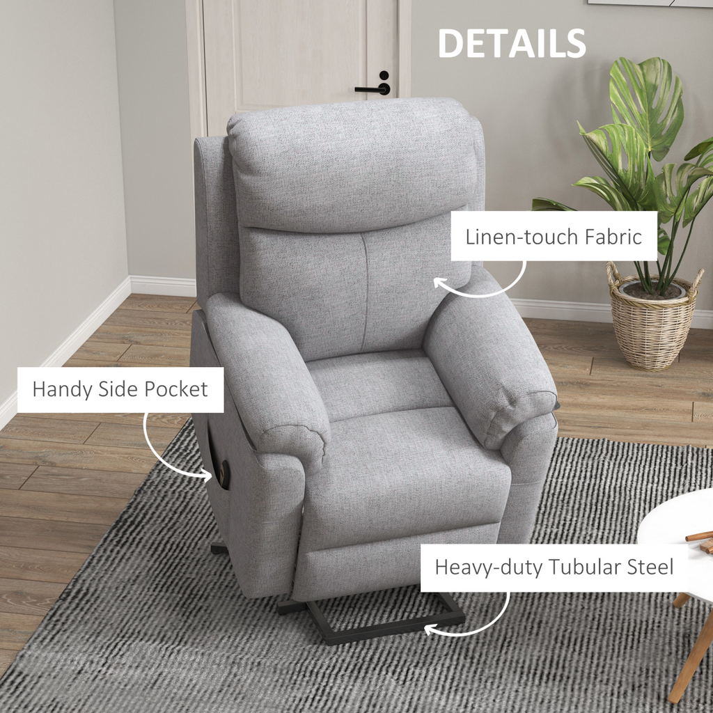 HOMCOM Power Lift Chair Electric Riser Recliner with Remote Control, Grey