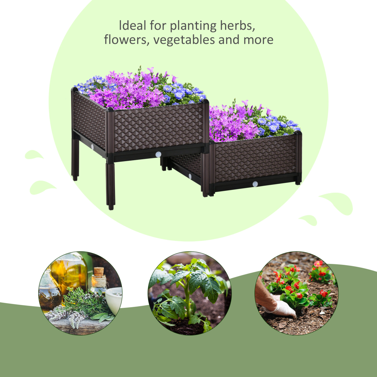 Elevate Your Garden: 2-Piece Versatile Raised Planter Box for Home Growth!