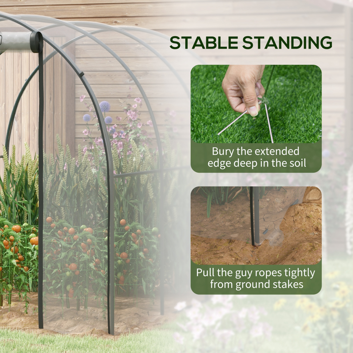 Outsunny 3x2m Polytunnel Greenhouse: Steel Frame, Roll-Up Door & Airy Windows