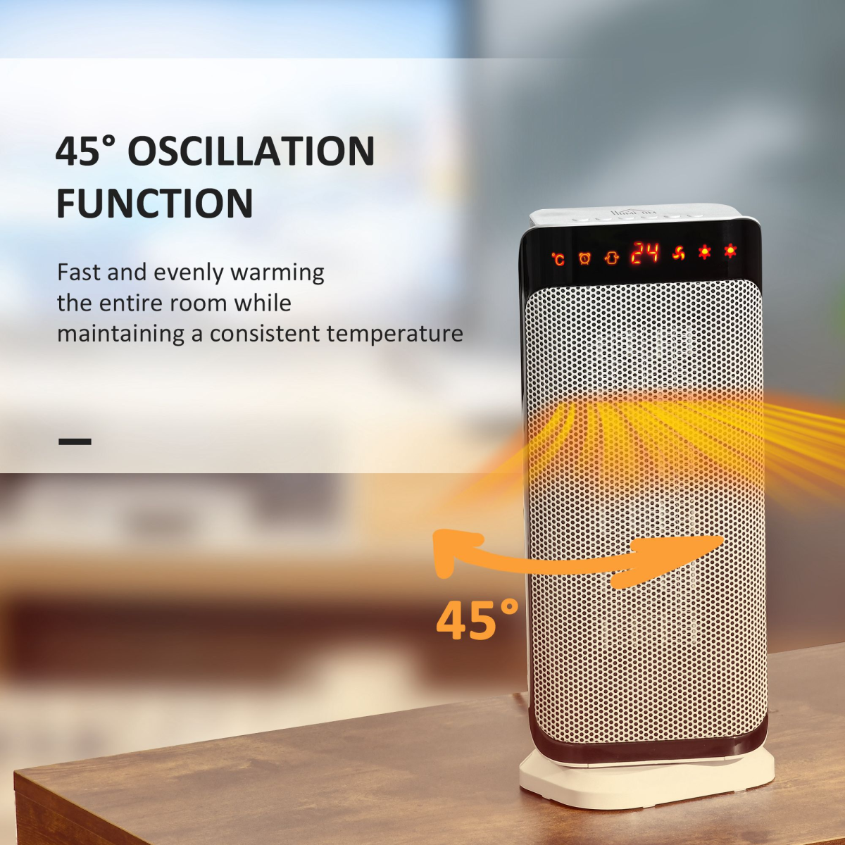 Ceramic Space Heater Oscillating Portable Tower Heater w/ Three Heating Mode