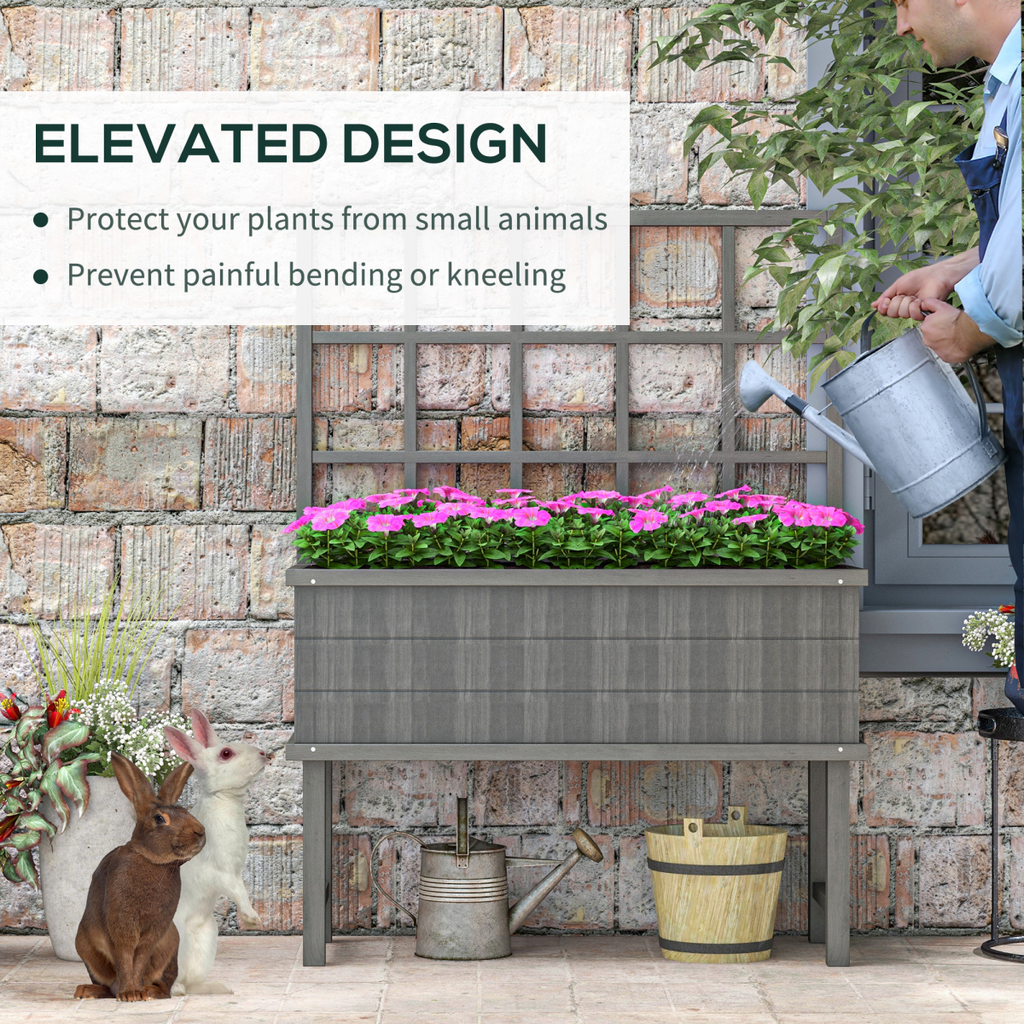 Outsunny Elevated Wood Planter with Trellis - Grow Vines Effortlessly!