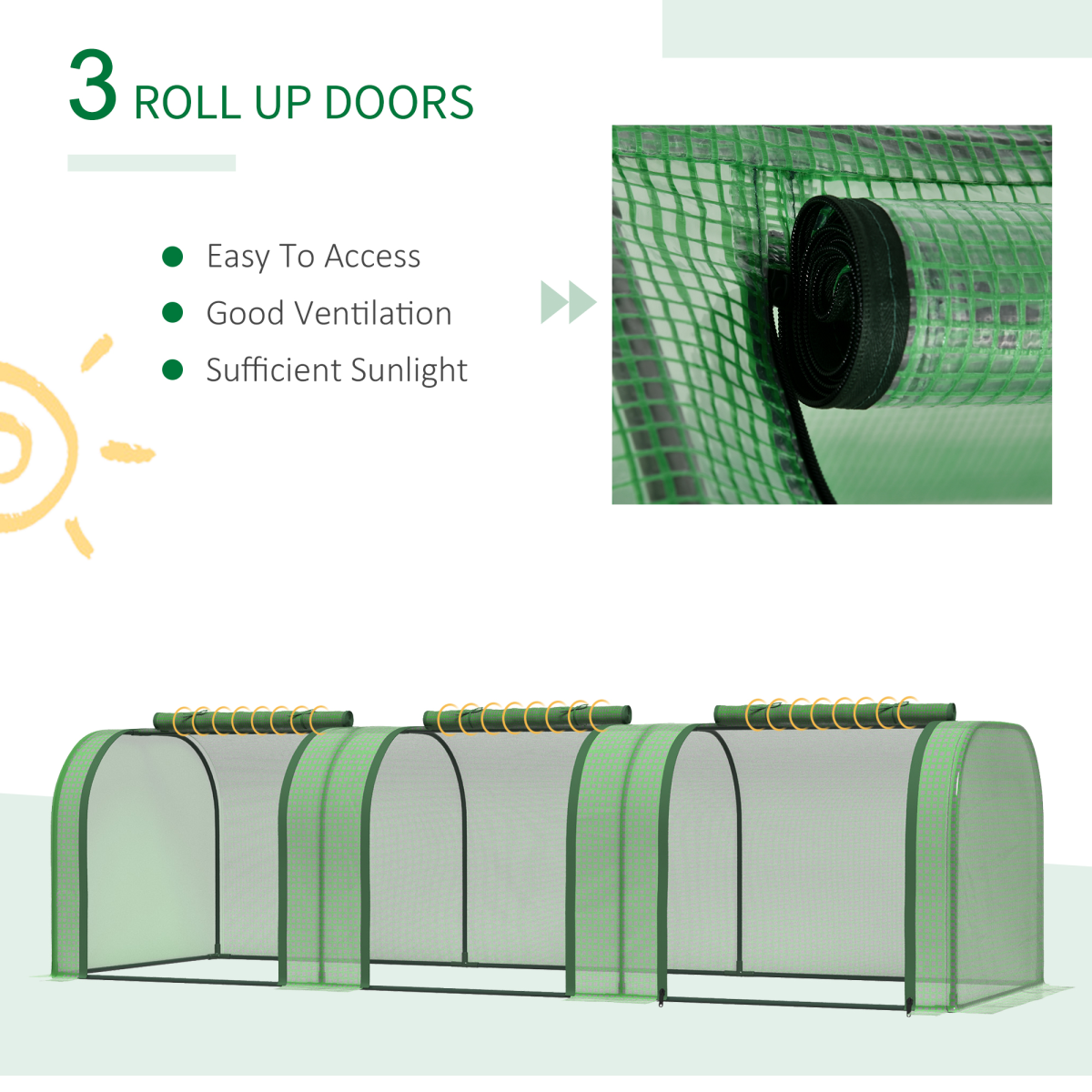 Durable Tunnel Greenhouse with Zippered Doors - Ideal for Backyard Gardens