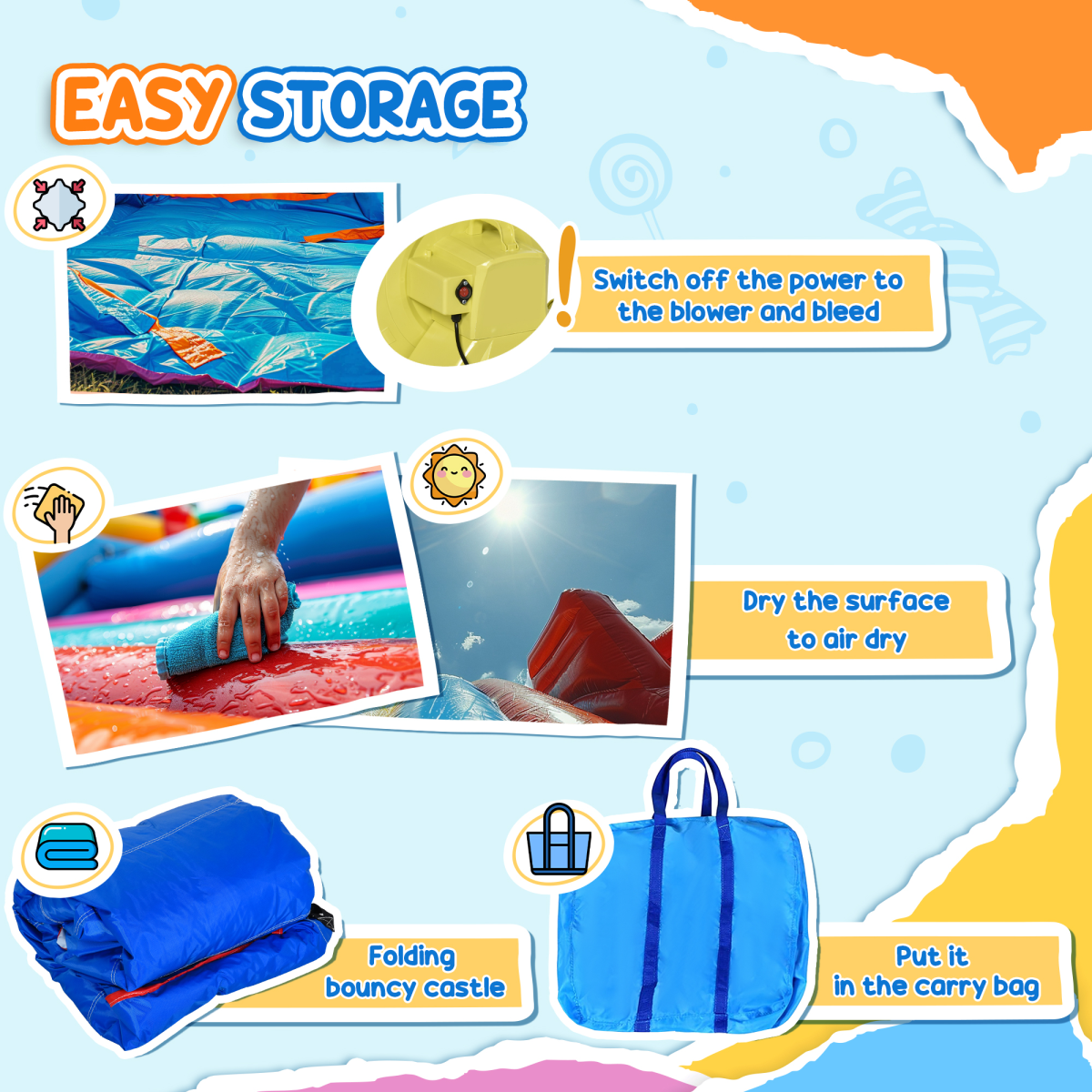 Kids Bouncy Castle with Pool Outdoor Trampoline W/ Net Blower 3-8 Yrs