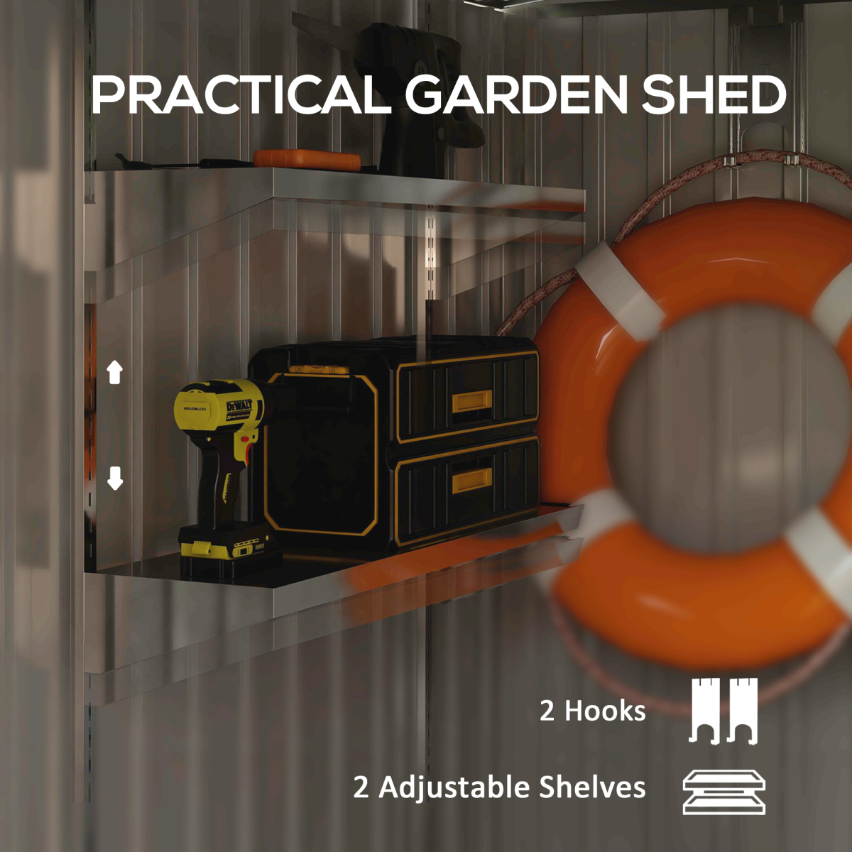 Outsunny 5 x 7FT Garden Shed with Foundation Lean to Metal Tool Shed White