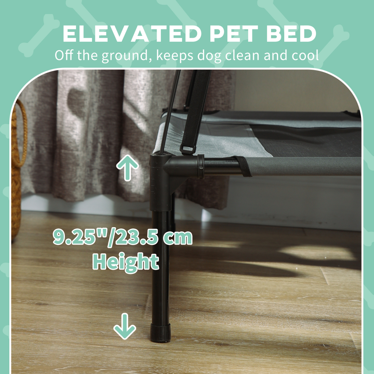 122 cm Elevated Pet Bed Dog Cot Tent with Canopy Instant Shelter Outdoor Grey