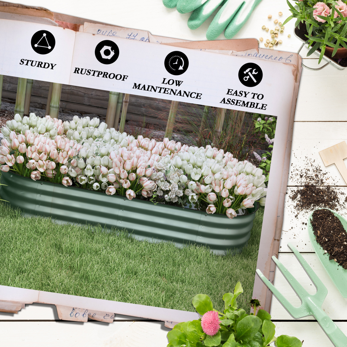 Outsunny Galvanised Raised Garden Planter Box with Custom Safety Edging