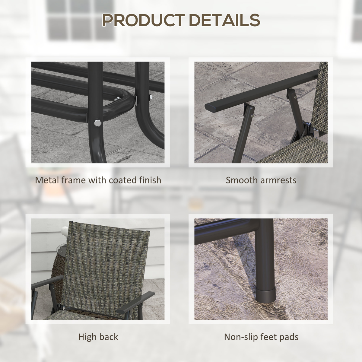 Outsunny Patio Furniture Set, Garden Set with Table, Foldable Chairs, a Loveseat