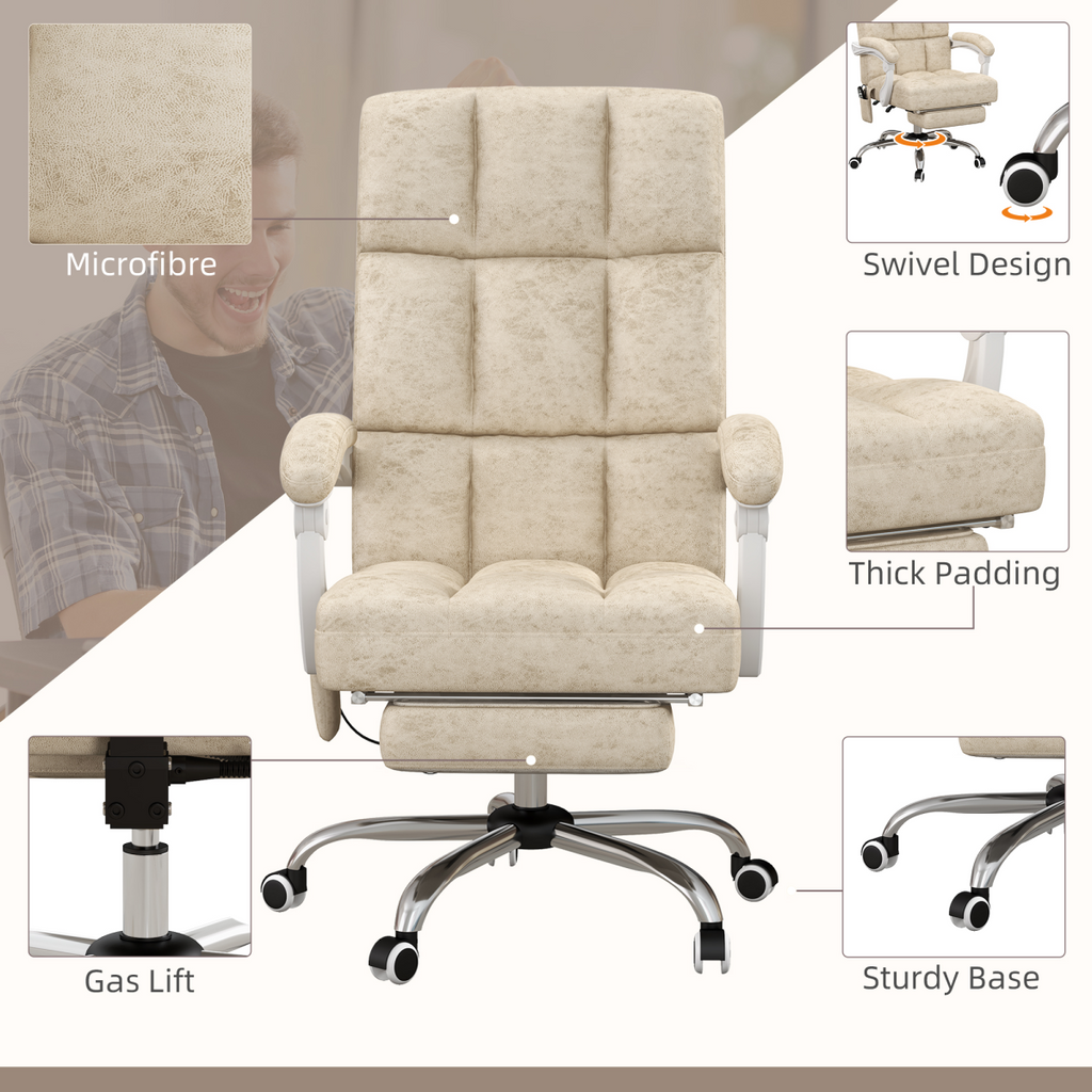 Vinsetto Microfibre Fabric Vibration Massage Office Chair for Home, Beige