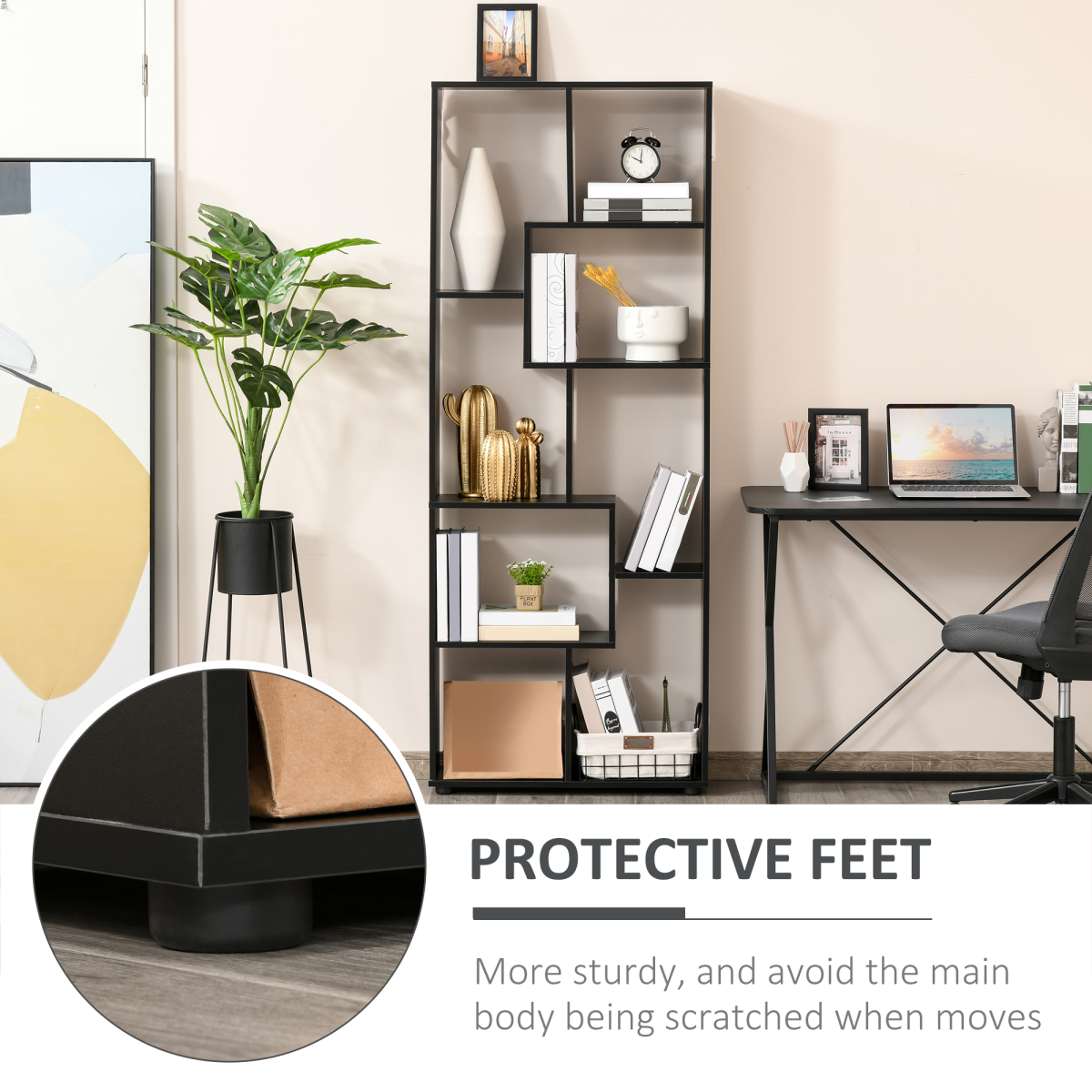 Stunning 178cm 8-Shelf Black Bookcase – Stylish Storage for Every Room!