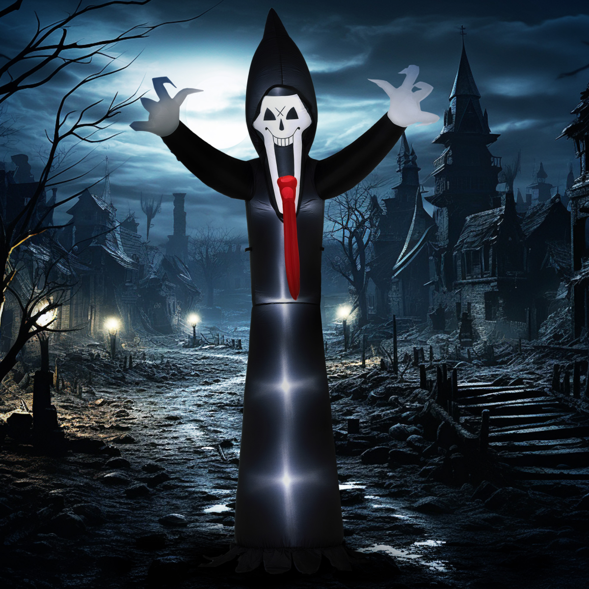 Outsunny 10 FT Grim Reaper Halloween Inflatable for Indoor, Outdoor Party