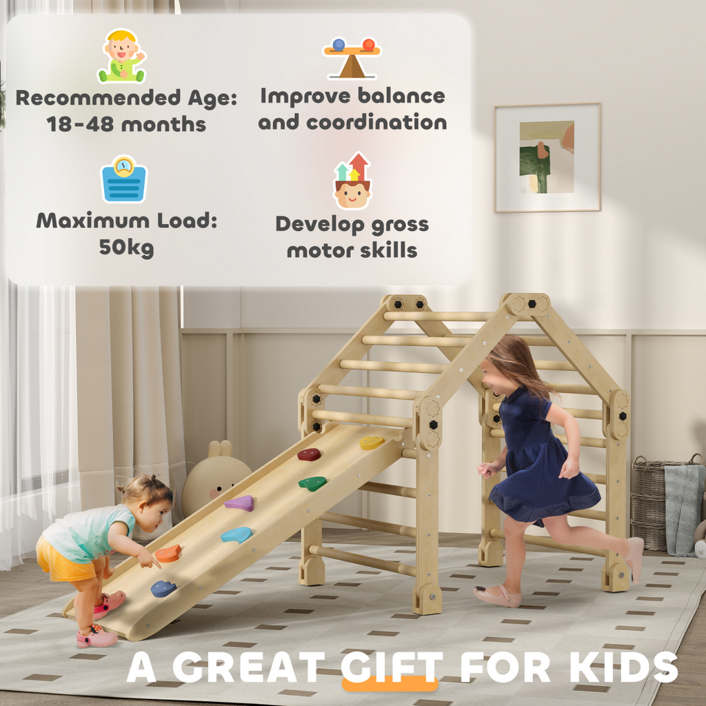 AIYAPLAY 3 in 1 Kids Climbing Set, Foldable Toddler Climbing Toys with Ramp