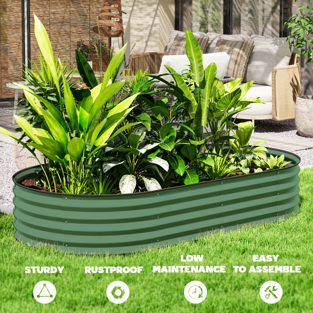 Durable Galvanised Steel Raised Garden Planters - Set of 2 for Maximum Growth
