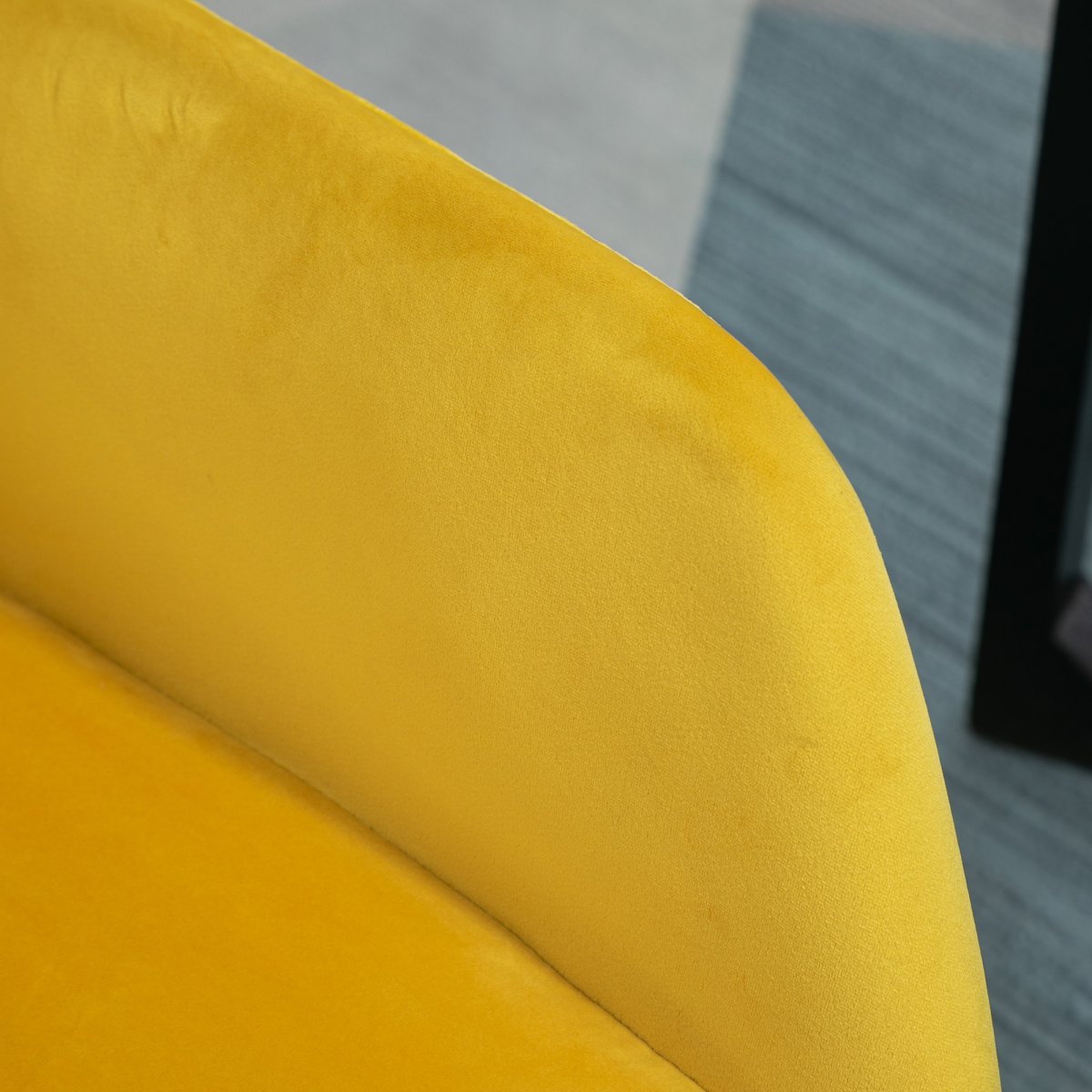 Chic Velvet Accent Chair with Metal Base - Stylish Yellow Lounge Armchair