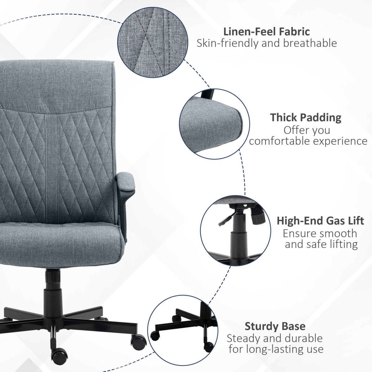 Vinsetto High-Back Ergonomic Office Chair with Adjustable Height & Swivel Wheels