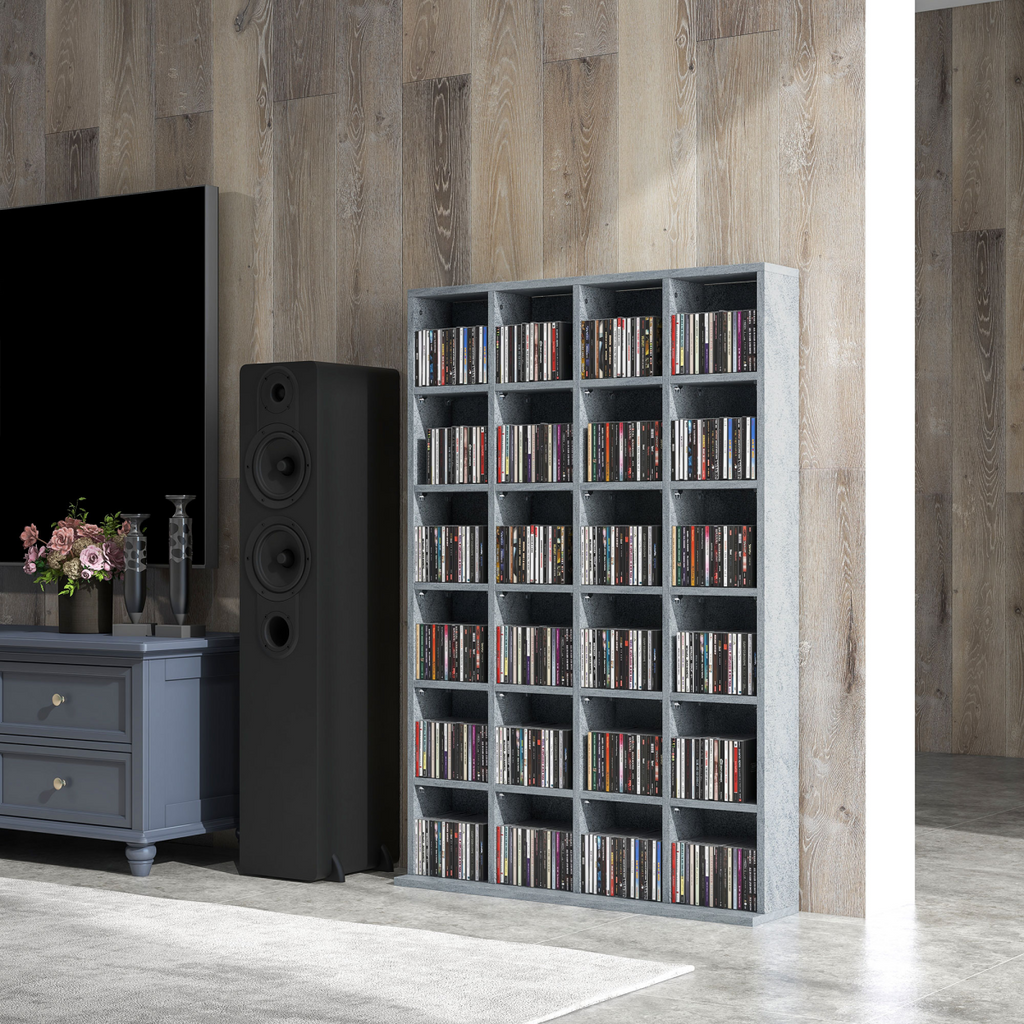 HOMCOM DVD CD Media Storage Rack, Video Display Unit, 89 x 130.5 cm, Grey