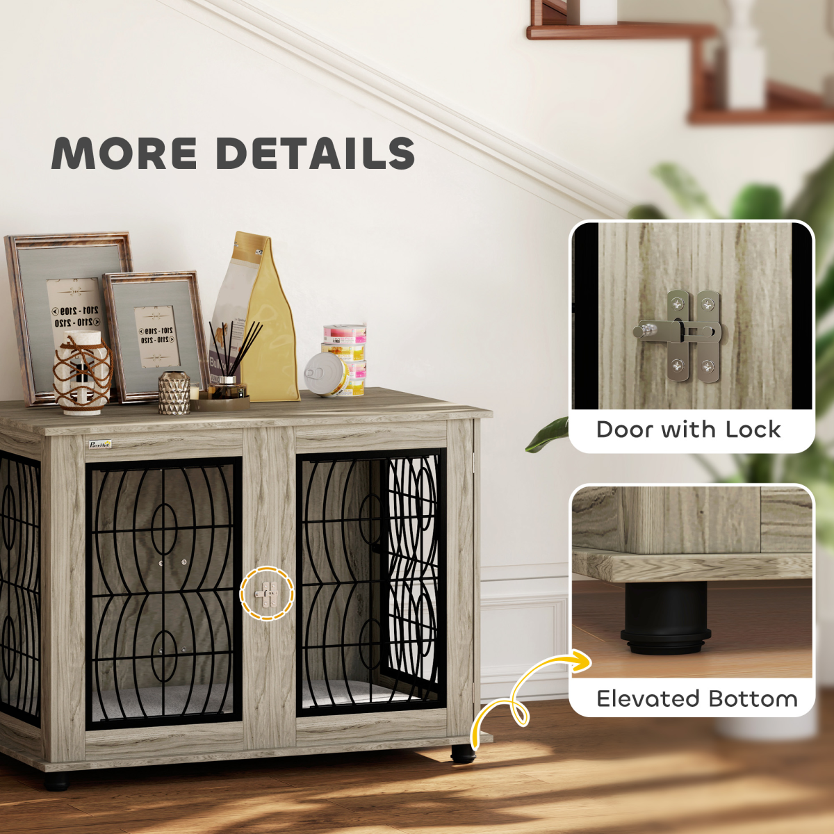 PawHut Dog Crate Furniture, 37" End Table for Large Dogs w/ Cushion
