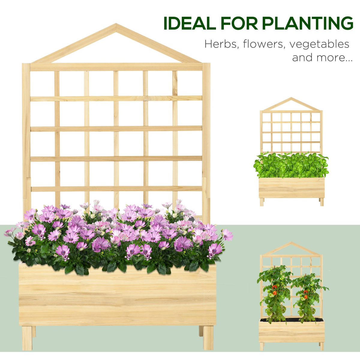 Outsunny Wooden Garden Planter with Trellis for Vibrant Climbing Vines