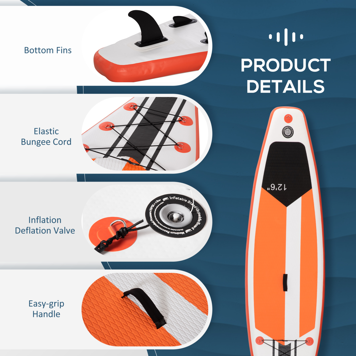 10Ft Inflatable Paddle Stand Up Board w/ Adjustable Paddle, Non-Slip Deck Board