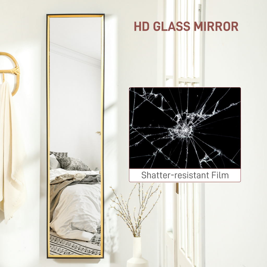 HOMCOM Full Length Mirror Wall Mount Leaning Standing Mirror, Black