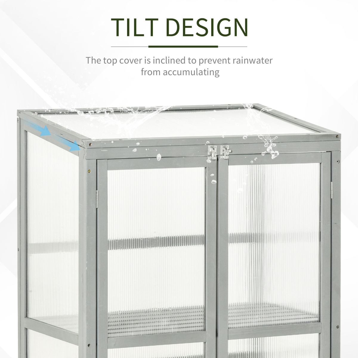 Wood Cold Frame Greenhouse Outdoor Indoor PC Board 76 x 47 x 110cm Grey