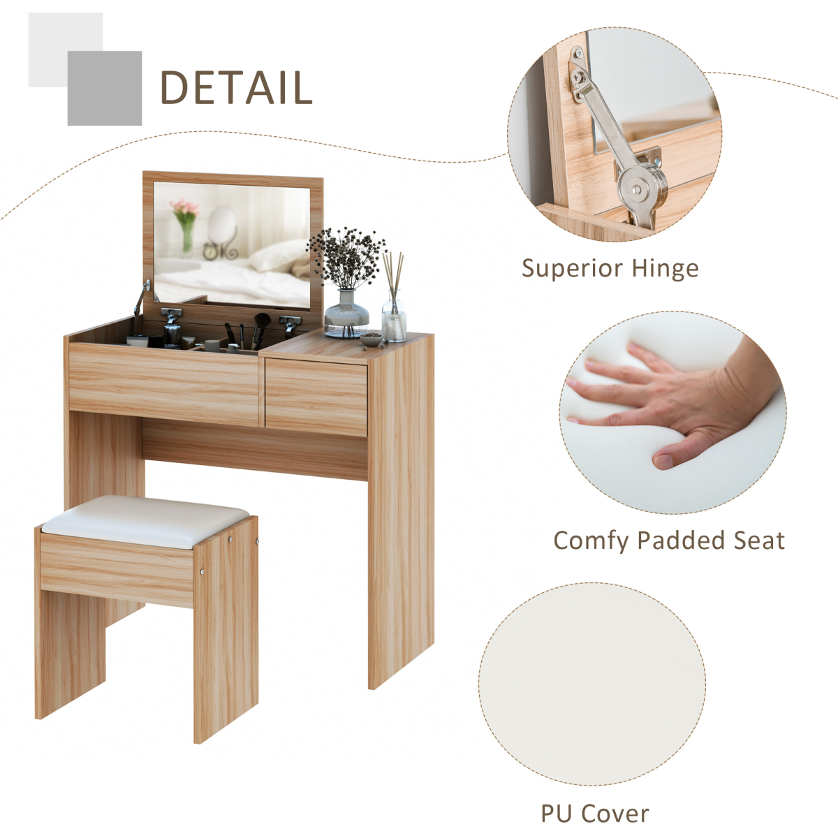 Dressing Table With Padded Stool