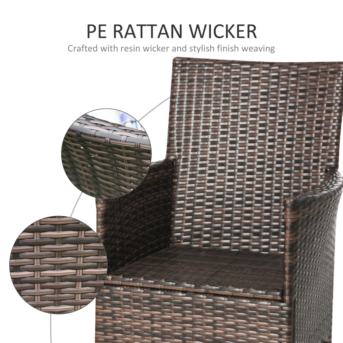 Outsunny 4 PC Outdoor Rattan Armchair Wicker Dining Chair Set for Garden Coffee