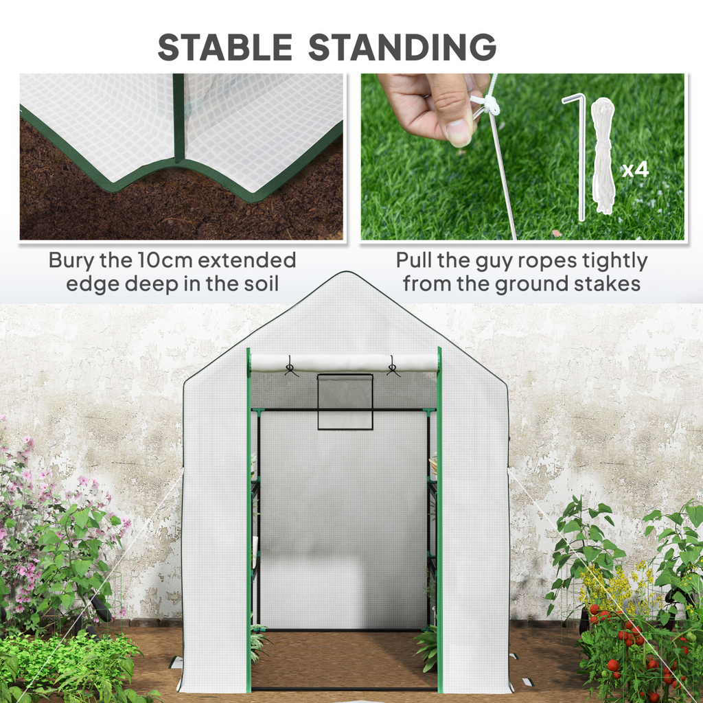 Outsunny Compact Walk-In Greenhouse with 8 Shelves - Perfect for Small Gardens!