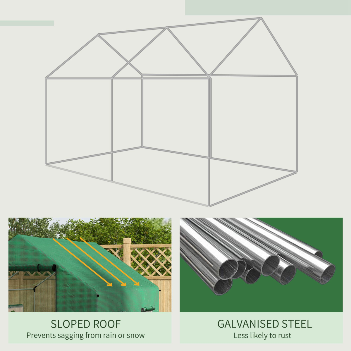 Outsunny 2x3m Tunnel Greenhouse: UV-Resistant, Spacious & Easy Access Design