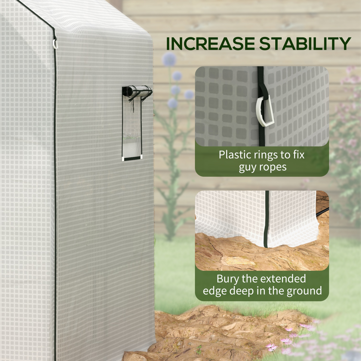Outsunny Durable Walk-In Greenhouse Cover with Roll-Up Door & Ventilated Windows