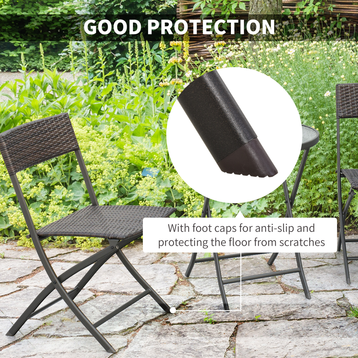 3pc Wicker Rattan Bistro Set-Brown