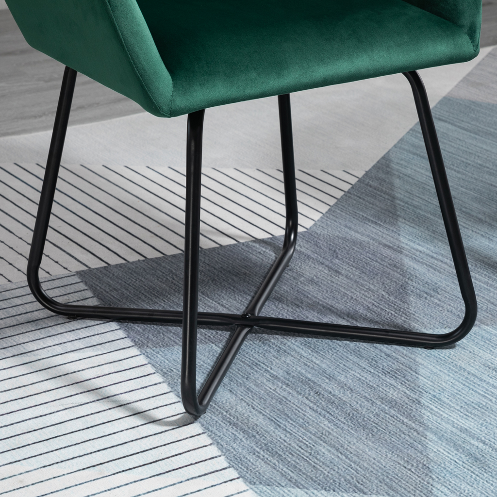 Chic Velvet Accent Chair with Metal Base - Stylish Lounge Armchair in Green