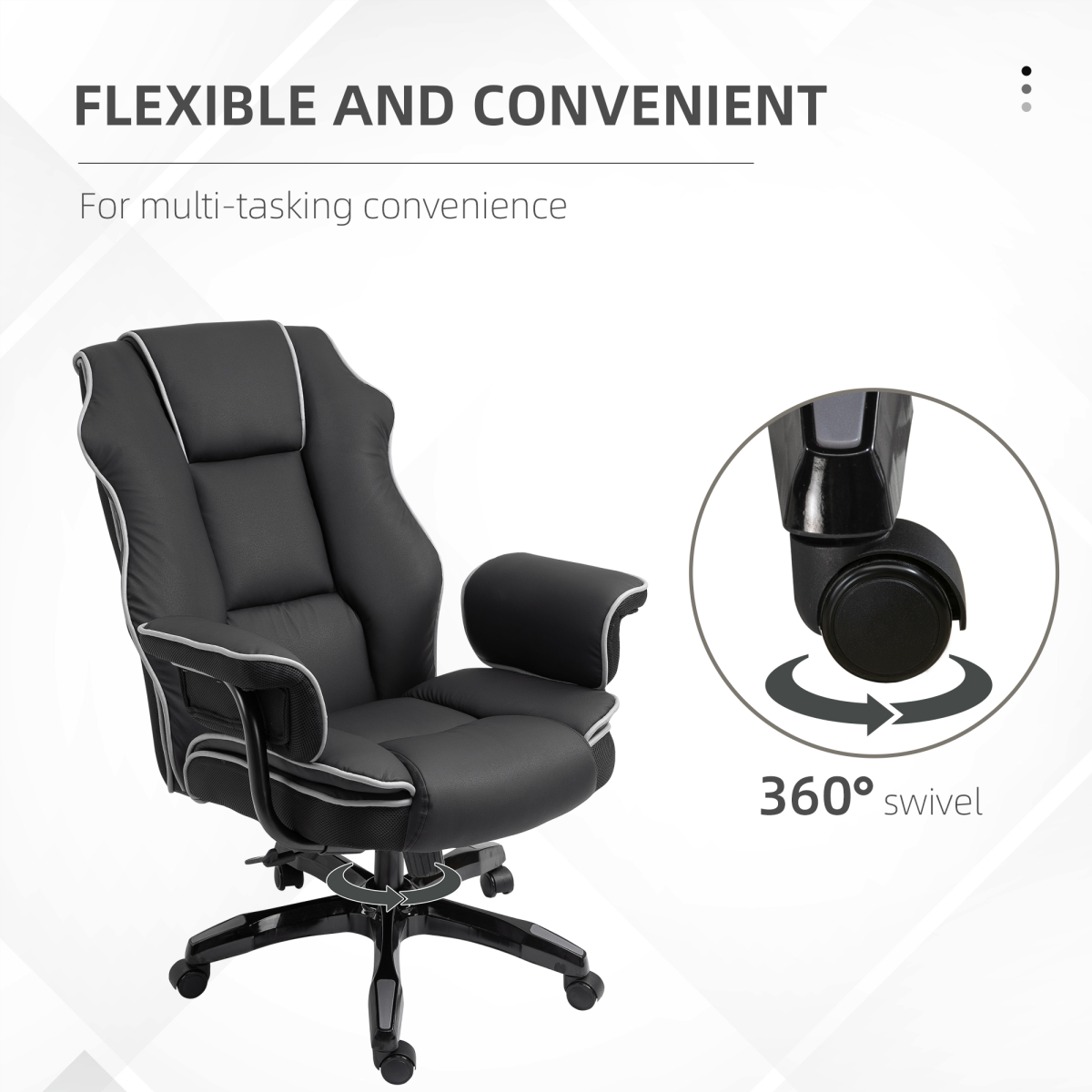 Piped PU Leather Padded High-Back Computer Office Gaming Chair Black Vinsetto
