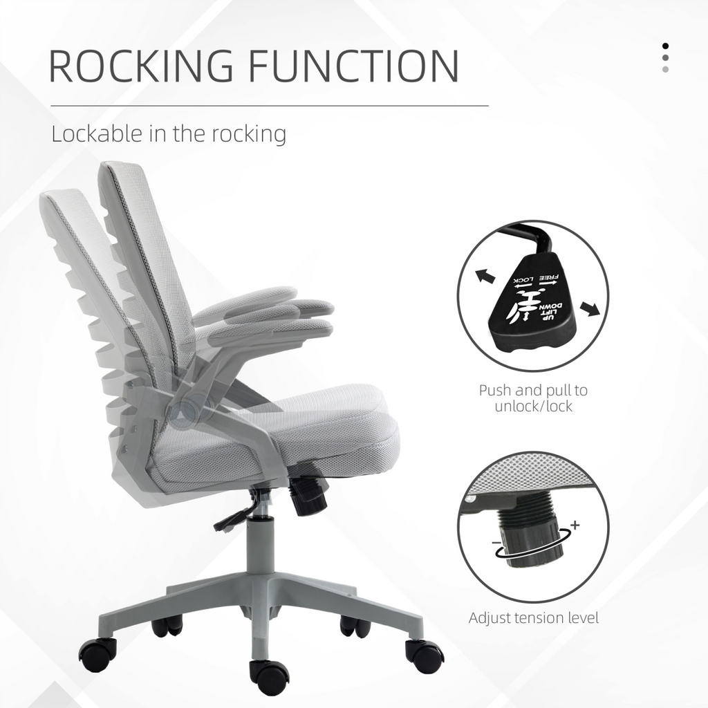 Vinsetto Ergonomic Mesh Office Chair with Lumbar Support & Swivel, Grey