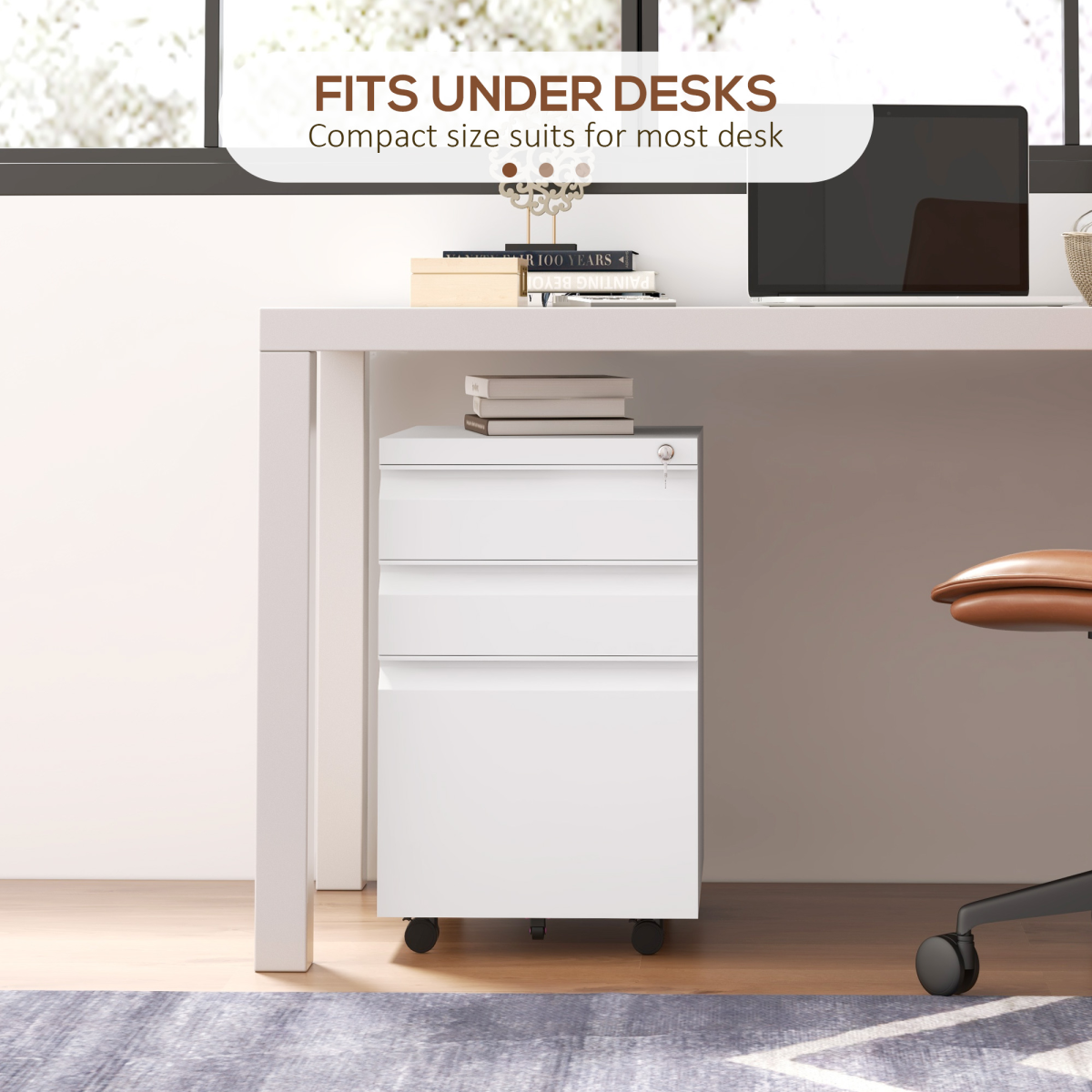 Secure Rolling File Storage Cabinet - Compact Steel, Locking Drawers, Mobile Design