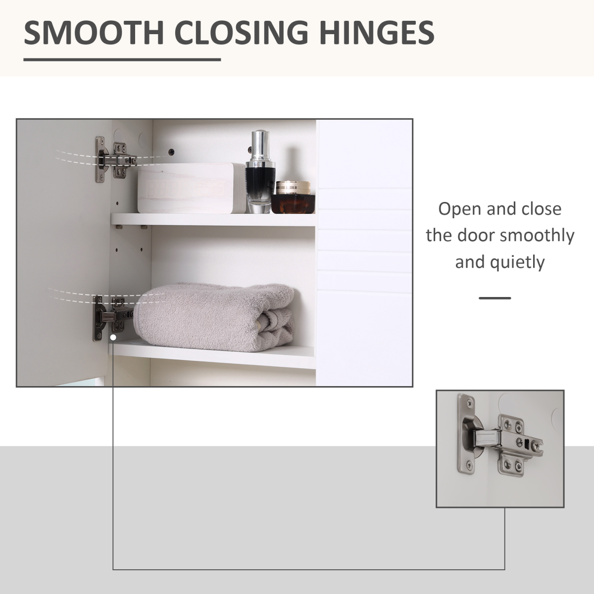 kleankin Bathroom Wall-Mounted Mirror Cabinet  Double Door Adjustable Shelves