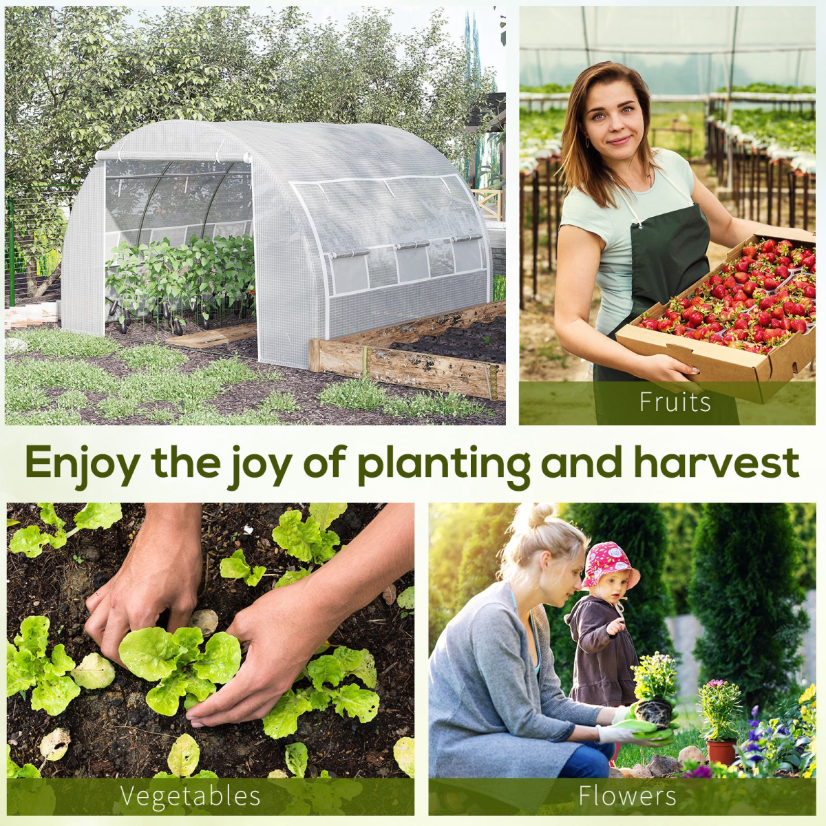 3 x 3 x 2 m Polytunnel Greenhouse Pollytunnel Tent w/ Steel Frame White