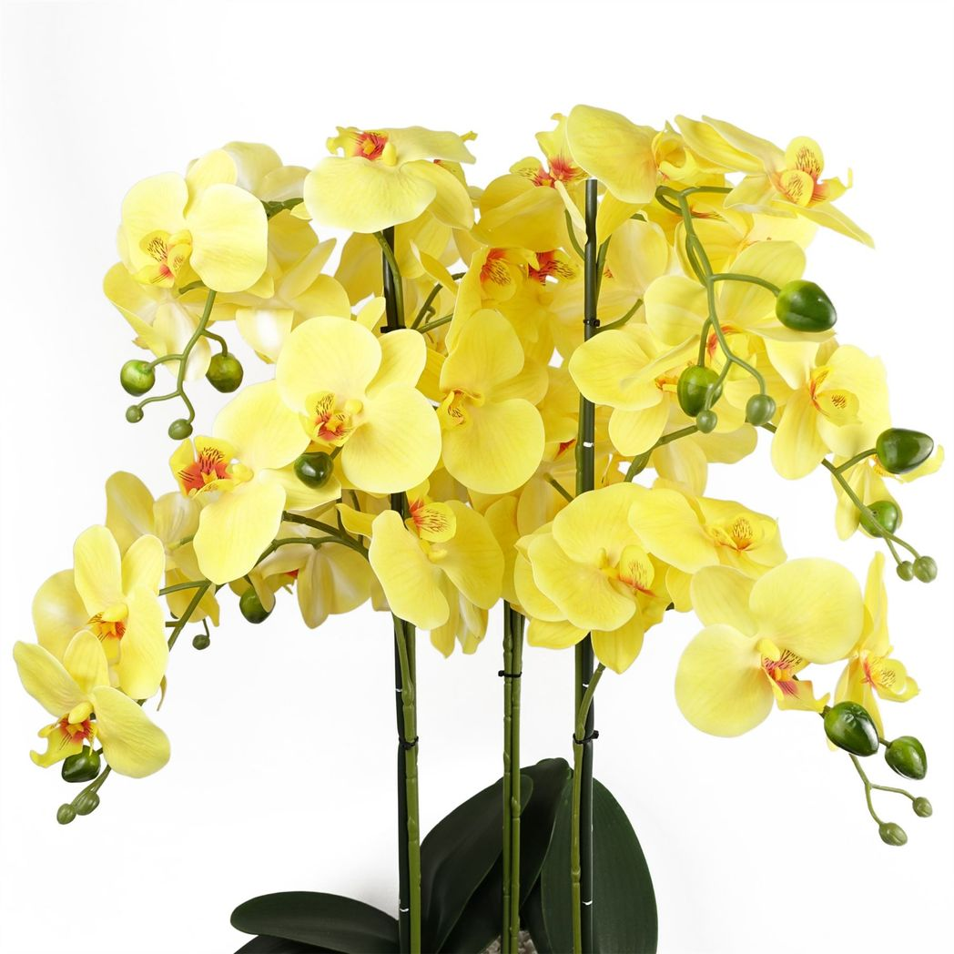 60cm Orchid Artificial Yellow Black Ceramic Planter