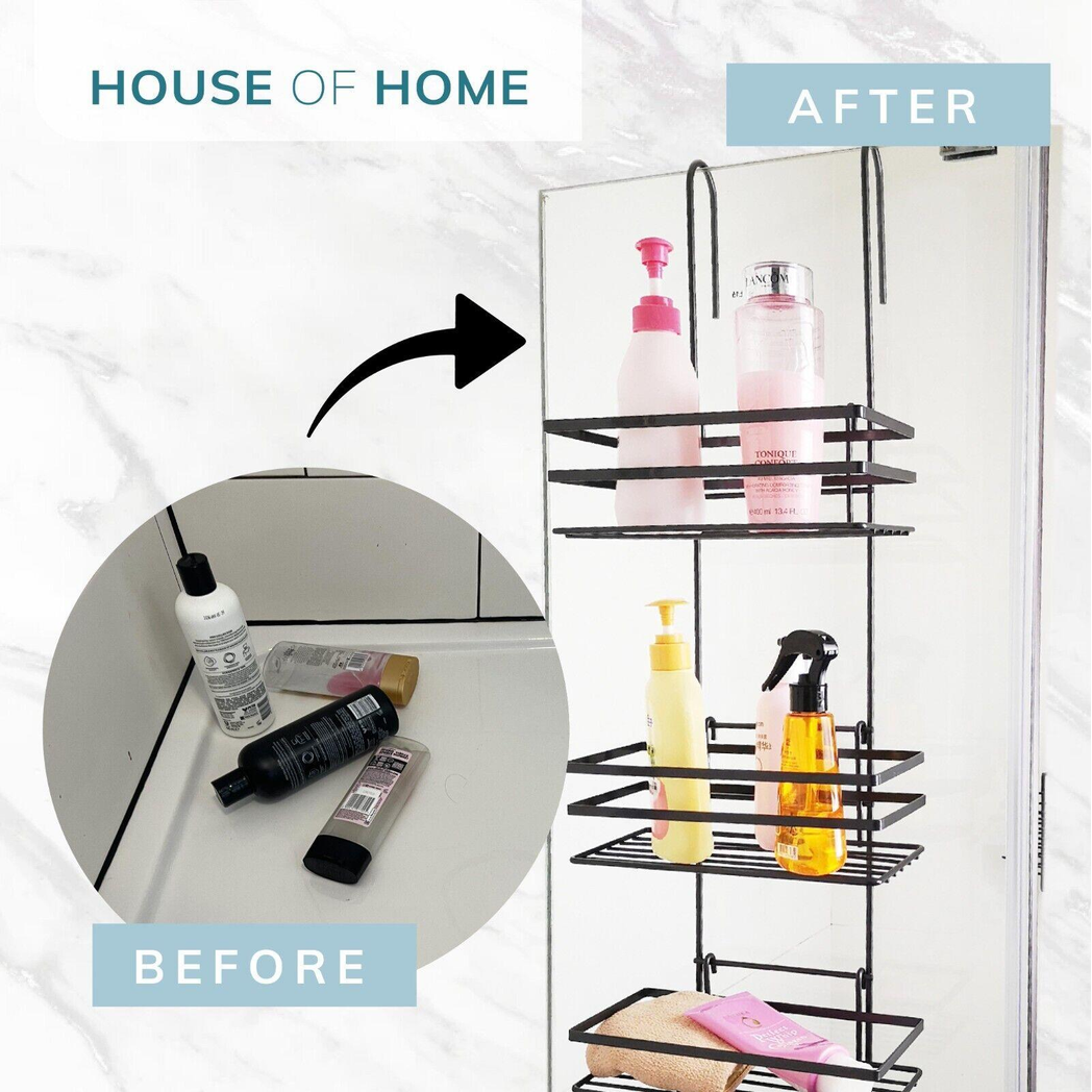 3 Tier Non Rust Hanging Shower Caddy Bathroom Organiser in Black