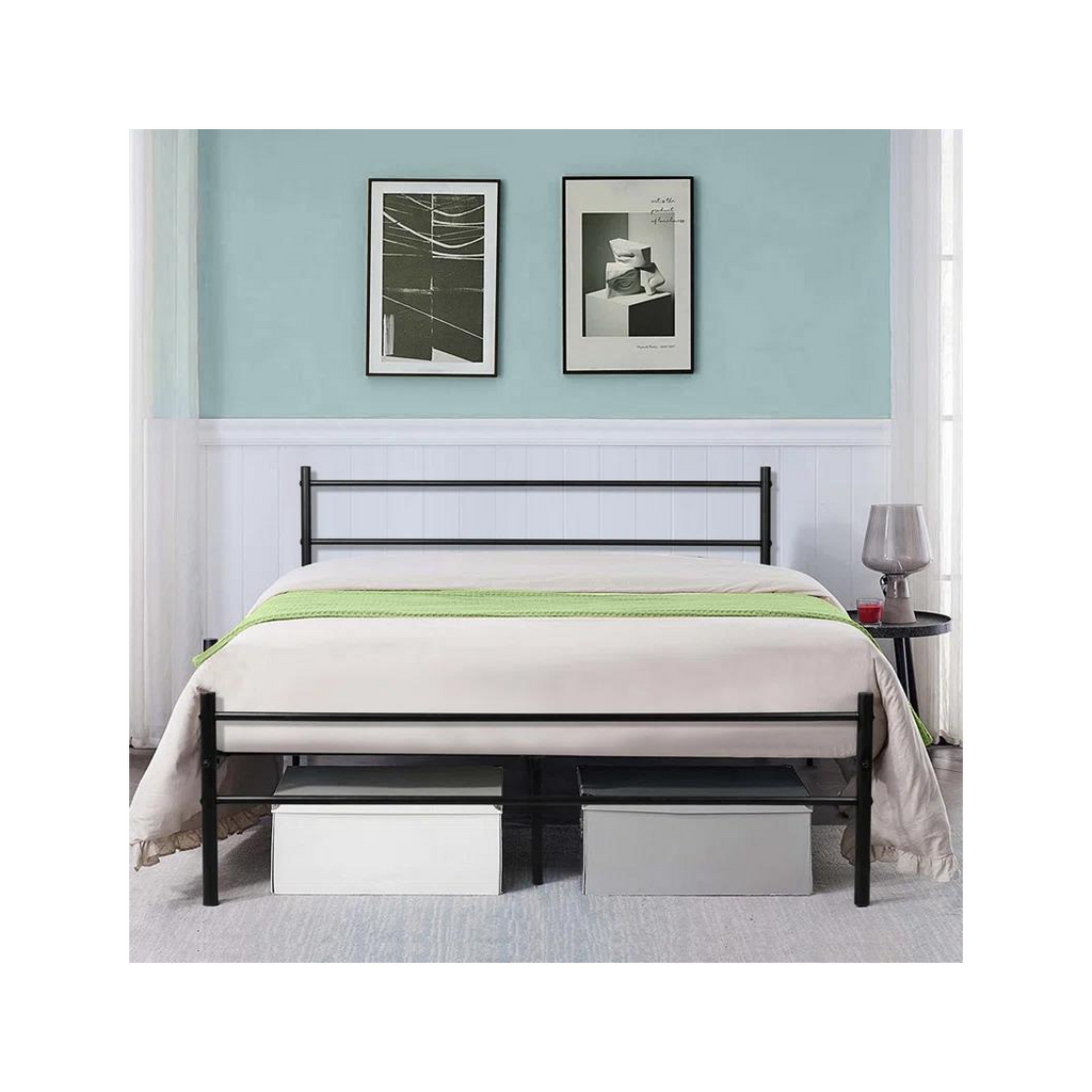 Extra Strong King metal bed in black powder coating